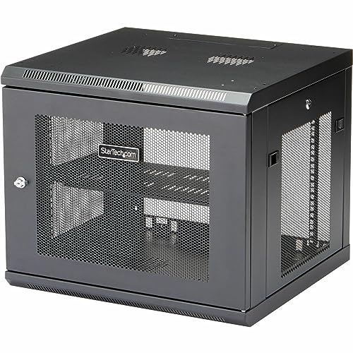 Image of StarTech 9U Wall-Mount Cabinet, 19in, 4-Post, 18.9in Deep (RK920WALM) | Enclosed locking server rack kit for IT data equipment, Adjustable depth 2.4-18.9in, SPCC steel, Assembled