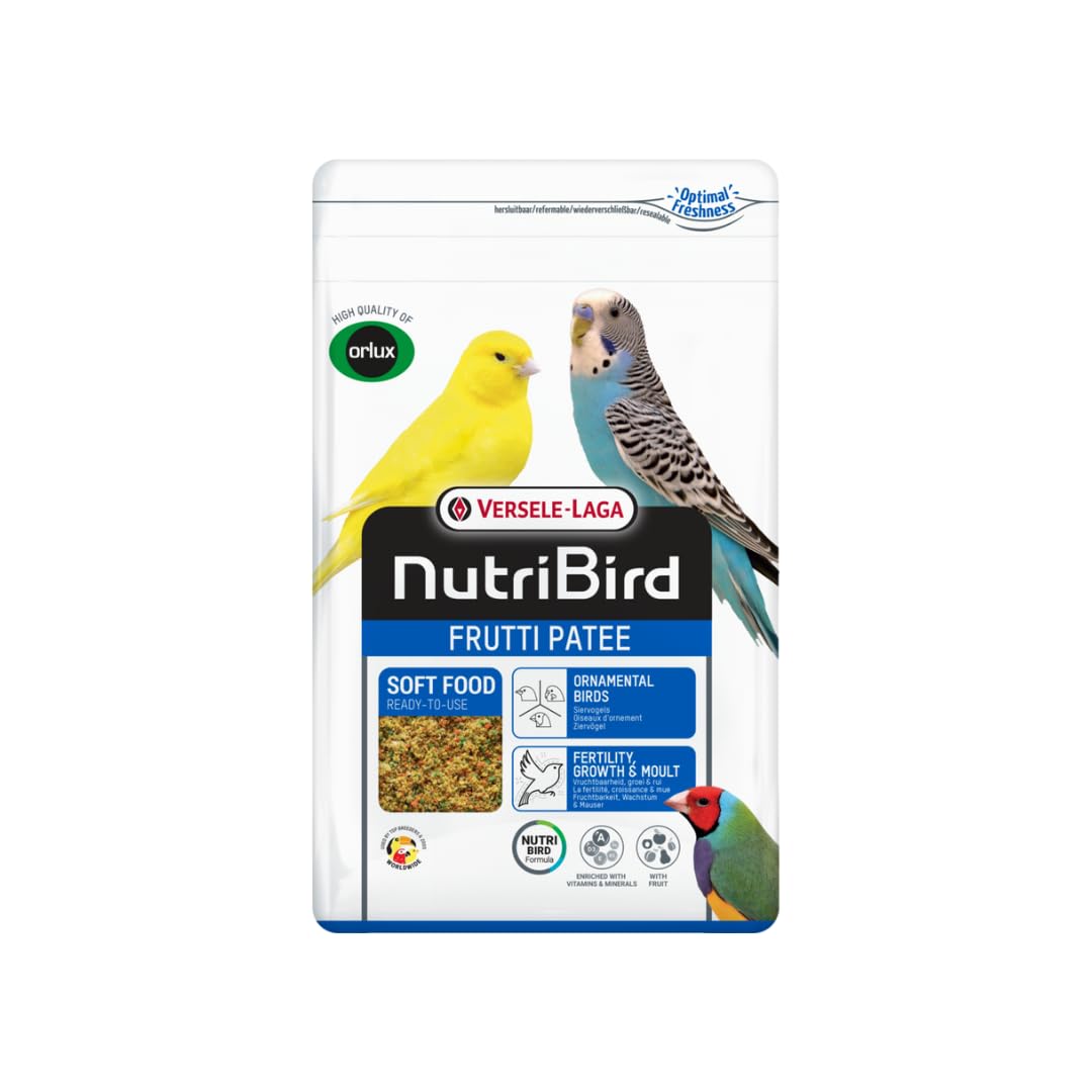 Versele-​Laga NutriBird Frutti Patee Aliment énergétique | 1 kg | Aliment Complet prêt à l'emploi pour Toutes Les espèces d'oiseaux d'ornement | avec vitamines et minéraux | avec lysine et méthionine