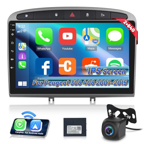 Autoradio Peugeot 308 2G+64G Android Auto Bluetooth écran tactile multimédia 2008 2009