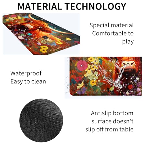 Image of Card Mat for MTG & TCG Playmat,Cow and Flowers