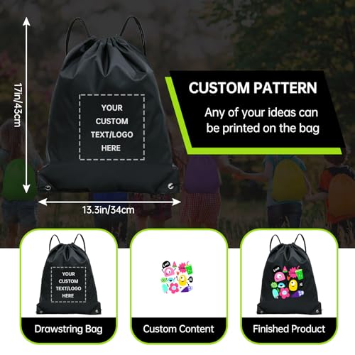pack of 100 Custom Bags With Your Logo,customized backpack,promotional items,Drawstring Backpacks,Great for Everyday Use (Custom black)3