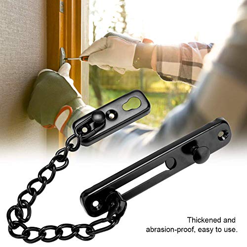 Security Door Chain Safety Door Lock Anti-Theft Chain Latch for Home Security(Black, 201 Stainless Steel) - Image 4