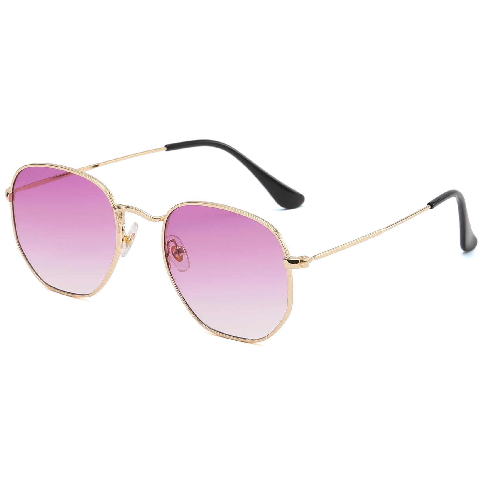 JCTAIFOO Mode Polygon Sonnenbrille für Herren und Damen Leichter Sechseckiger Metallrahmen UV400 Schutz Brille