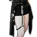 alisikee Leg Harness for Women, Punk Leather Thigh Harness Adjustable Belt for Rave Outfits, Black,Medium