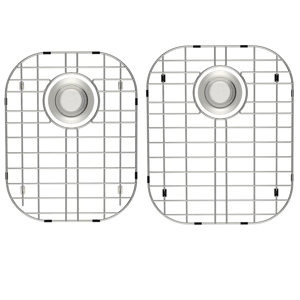 Sink Protectors for Kitchen Sink, Stainless Steel Sink Grid Kitchen Sink Protector Rear Drain Hole with Sink Strainer Rust-Resistant Metal Accessories-2pack