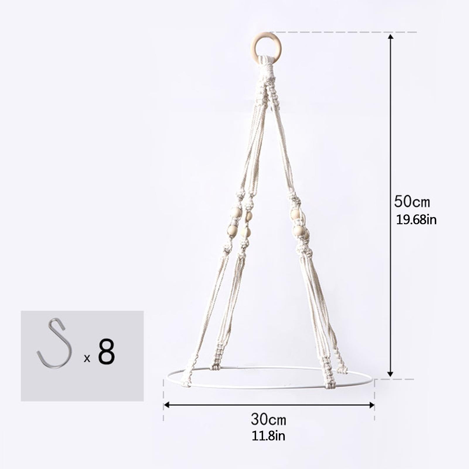 Séchoir à Herbes Suspendu 3 Étagères En Inox - 30 Crochets + 100 Étiquettes - 67x40,5 Cm