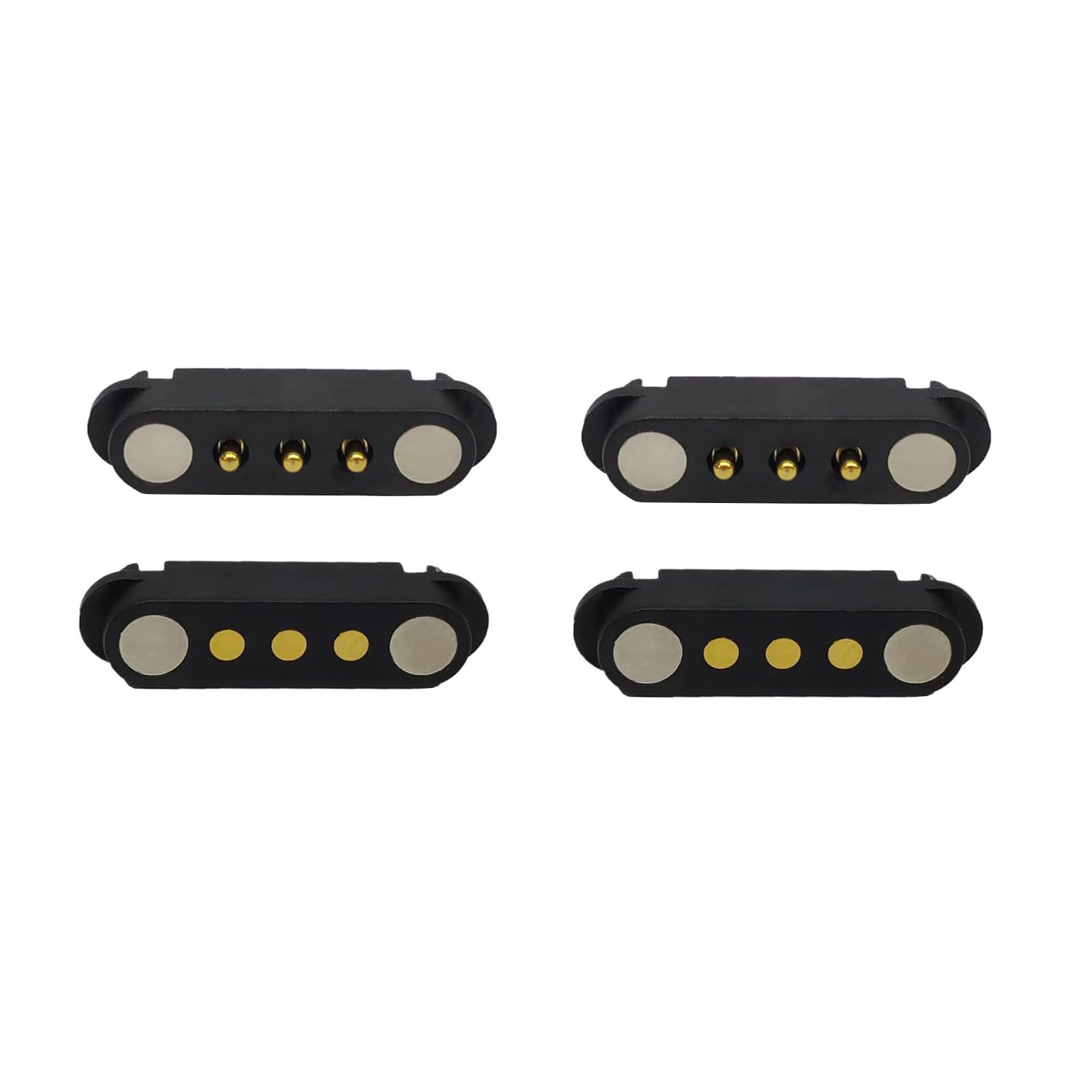 Tcbstone Men's Black 2 Pair 2/3/4/5/6/7/8Pin Magnetic Pogo Pin Connector, +Fe 2.54Mm Spring Loaded Pogopin Connector Dc Power Charge Probe Socket (3Pin)