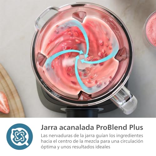 Philips Serie 5000 Batidora - Motor de 1200 W, tecnología ProBlend Plus, vaso para mezclar y listo, piezas aptas para lavavajillas, capacidad de 2 L, negro (HR3031/00) - imagen 6