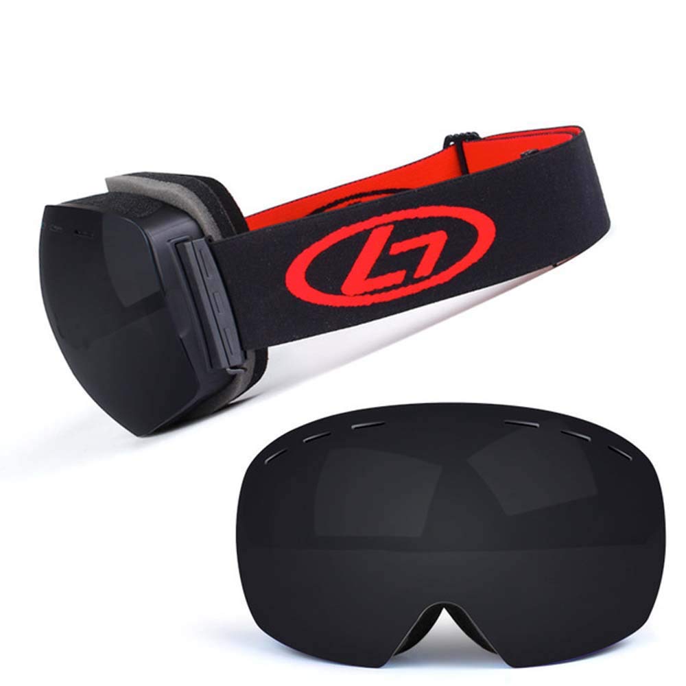 Lunettes de ski et de snowboard JIA JIA | Double écran interchangeable anti-buée noir