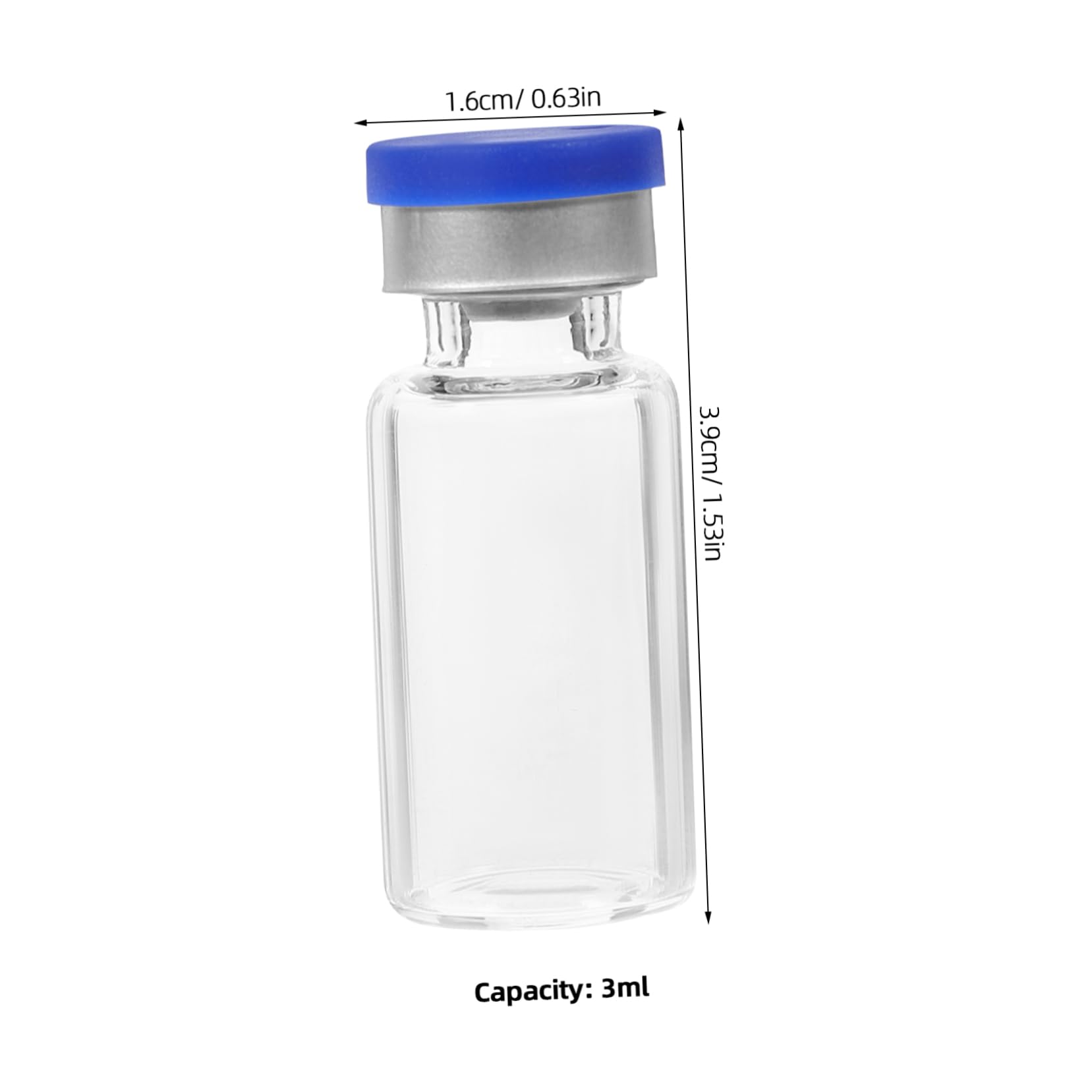 FUNOMOCYA Long-Lasting Glass Test Tubes for Liquid Medicine 3ml Vials 20pcs Set Liquid Medicine Bottles Caps