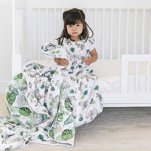 Image of Bebe au Lait Muslin Quilt Blanket, Super Soft 100% Cotton, Snuggle & Swaddle in Comfort, Perfect for Newborn, Babies, & Toddlers, Stroller & Crib Bedding, Large 48" x 48" - Jungle + Rainforest
