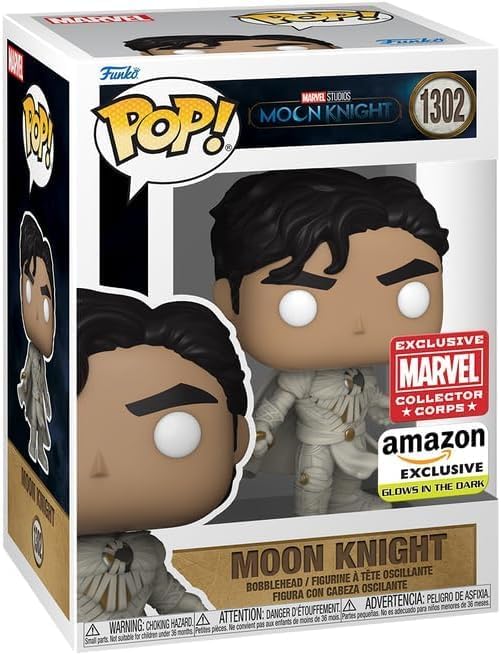 Funko Pop! Marvel: Moon Knight - Moon Knight (Unmasked | Glow in the Dark) (Amazon Exclusive) #1302