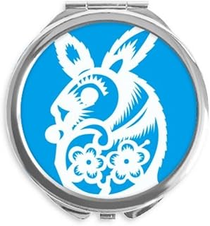 Year Of Rabbits Animal China Zodiac Hand Compact Mirror Round Portable Pocket Glass