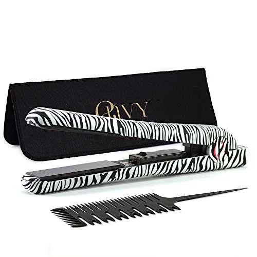 ENVY PROFESSIONAL THE BEST 1.25" CERAMIC IONIC FLAT IRON HAIR STRAIGHTENER Fast Heating Time + Free Professional Comb WORLDWIDE DUAL VOLTAGE 110v - 220v (ZEBRA)