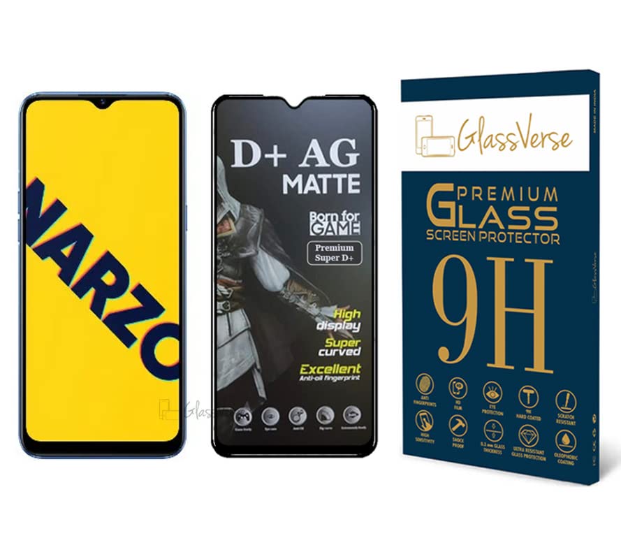 Image of D+ Matte Tempered Glass With 18H Hardness For Realme Narzo 10 Smartphone(Pack Of 1) With Free Installation Kit Full Screen Coverage If Received Damaged-6.5 Inch