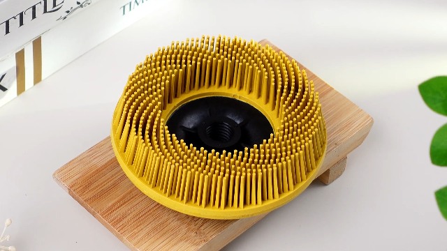 Image of Zhehao 4-1 /2 inch Yellow 80 Grit Bristle Disc with 5 /8 inch-11 Threaded Hub Ceramic-Aluminum Oxide Abrasive Brush for Angle Grinder Remove Paint, Rust, Coatings, Weld Slag, Contaminants Max 12000 RPM Speed