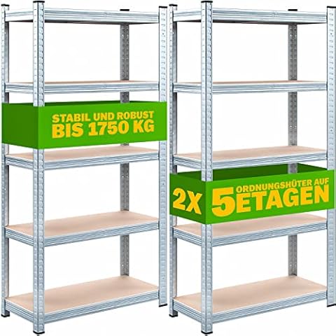 Monzana® 2X Schwerlastregal 180x90x40cm 875kg 5 MDF-Platten Regal Lagerregal Kellerregal Steckregal Werkstattregal Cover