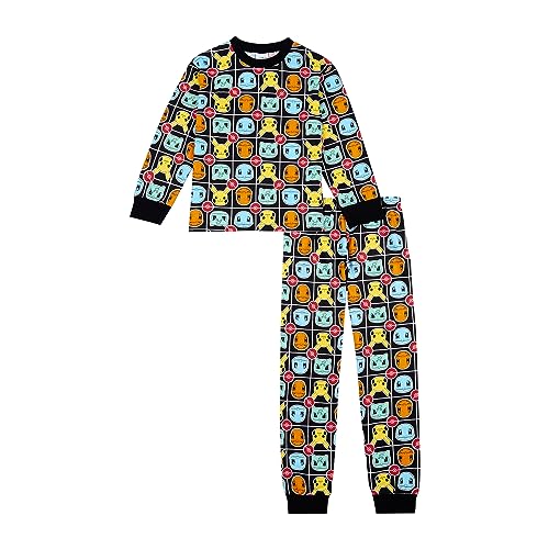 Pijama Pokemon para niños, conjunto de pijama Pikachu, edades de 5 a 12 años, Negro, 10-11 Años