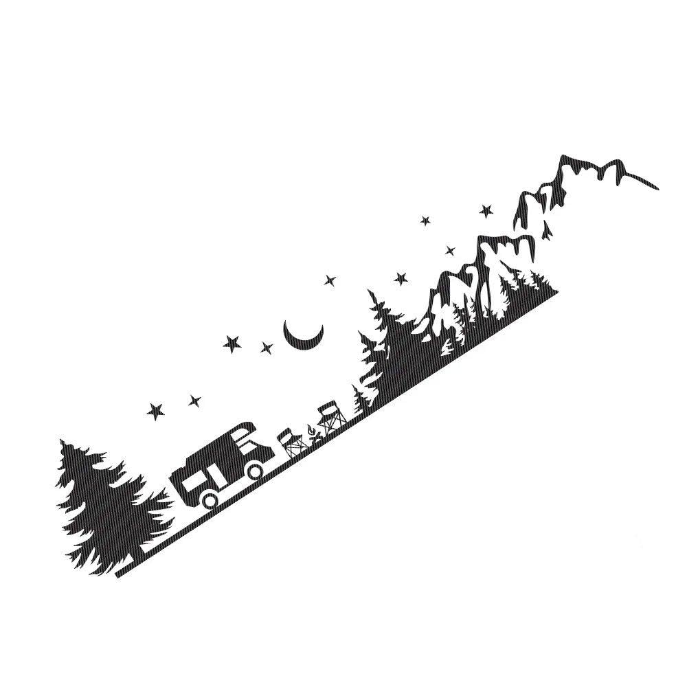 Decalcomanie per auto Decorazione Adesiva Per Campeggio Foresta Paesaggio Montagna(Carbon Fiber)