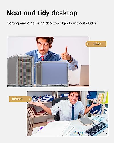 Oterri Hanging File Organizer, Metal File Organizer, Portable Desktop File Organizer for Letter Size Folder, Mesh Hanging File Crate for Office/Home/School,Folders Not Included(Gray-Large, 2 Pack) - Thumbnail 5