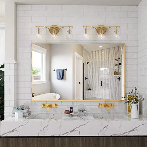KSANA Gold Bathroom Light Fixtures, 3-Light Vanity Light Fixtures with Clear Glass - Thumbnail 4