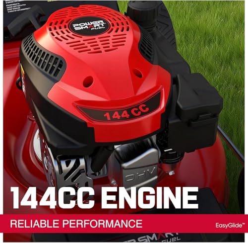 Image of PowerSmart EasyGlide 21-inch 144cc Push Gas Lawn Mower, 3-in-1 Mulch /Bag /Side Discharge, Steel Deck, 6 Height Adjustment