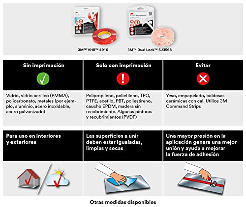 Miniatura 2 de 3m Dual Lock Sj3560, Sistemas De Cierre Reposicionable - Diseñada Para Aportar Un Aspecto Translúcido Vidrio, Metacrilato Pmma , Policarbonato - 19mm X 10cm, Translúcido, 5.7mm 1 Unidad