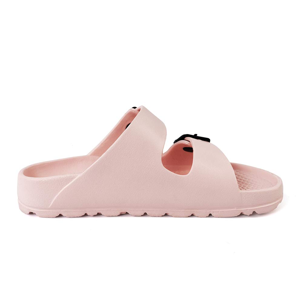 Luffymomo Adjustable Slip on Eva Double Buckle Slides Comfort Footbed Thong Sandals for Womens