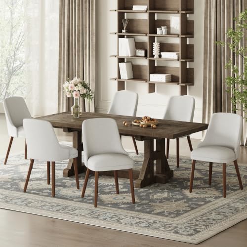 Image of MALOL Dining Chairs Set of 4, Upholstered Dining Room Chair with Wood Legs, High-Back Padded Kitchen Chairs for Dining Room /Restaurant /Cafe, Light Grey
