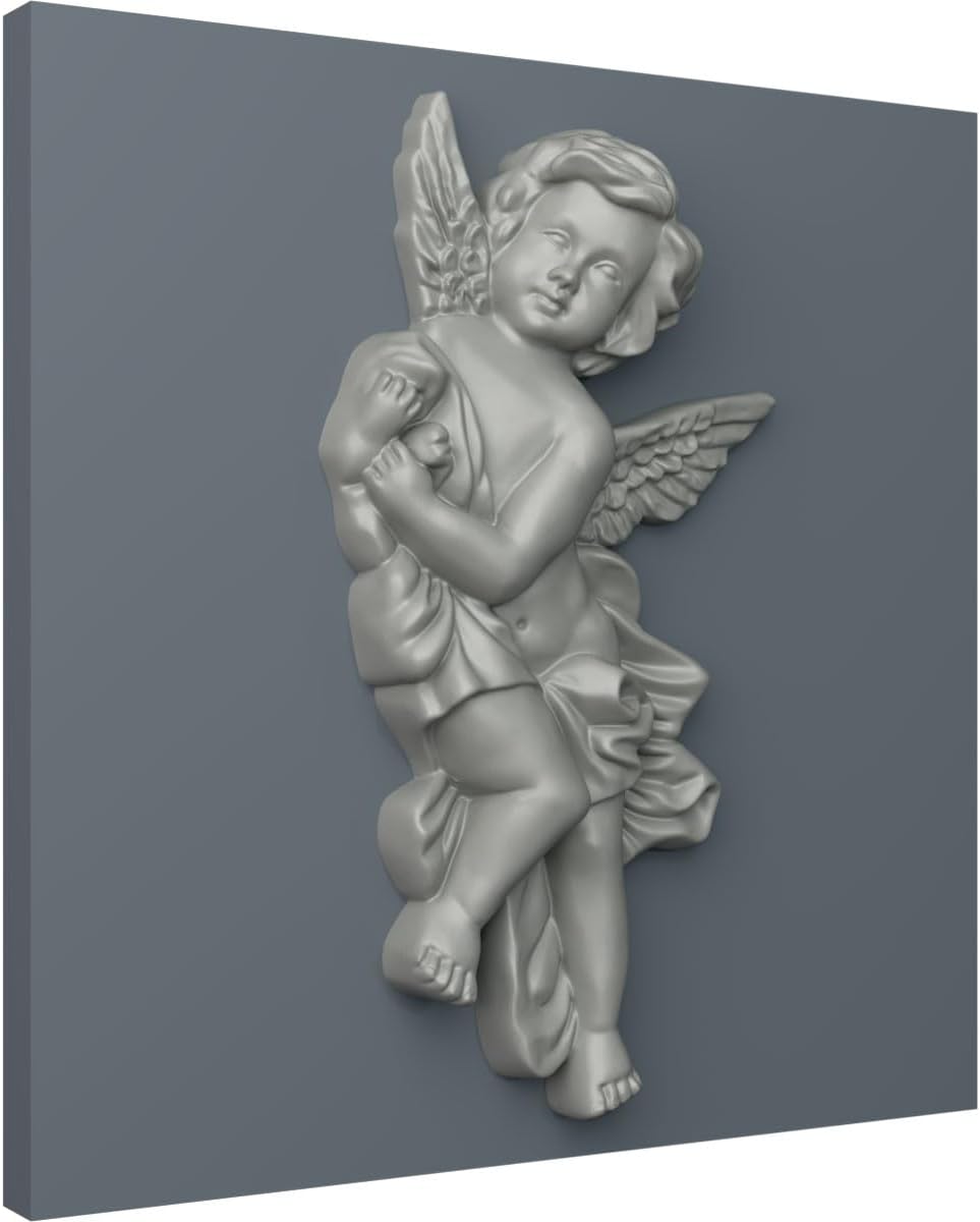 Ekena Millwork 10 5/8"W x 9 3/8"H x 1 1/8"P Pompeii Angel Corner Onlay, Right