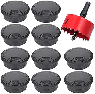Hejo 10PCS Desk Grommet, Table Cable Grommet 60mm with Hole Saw, Round Cord Cable Hole Cover Wire Organizer for Home and Office Table
