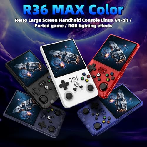 Image of R36MAX Retro Handheld Game Console, 4.0 Inch IPS HD Screen Retro Gaming Console, Handheld Game Console with 18000+ Classic Games, Supports WiFi Networked Fighting and OTG, Built-in 64GB TF Card,Black