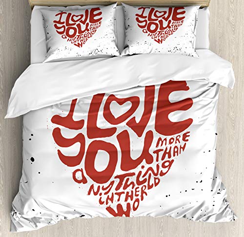 Get Cheap Price Ambesonne I Love You More Duvet Cover Set, I Love You More Than Anything in The World in a Heart Color Splashes, Decorative 3 Piece Bedding Set with 2 Pillow Shams, King Size, Red Black Get Cheap Price Ambesonne I Love You More Duvet Cover Set, I Love You More Than Anything in The World in a Heart Color Splashes, Decorative 3 Piece Bedding Set with 2 Pillow Shams, King Size, Red Black