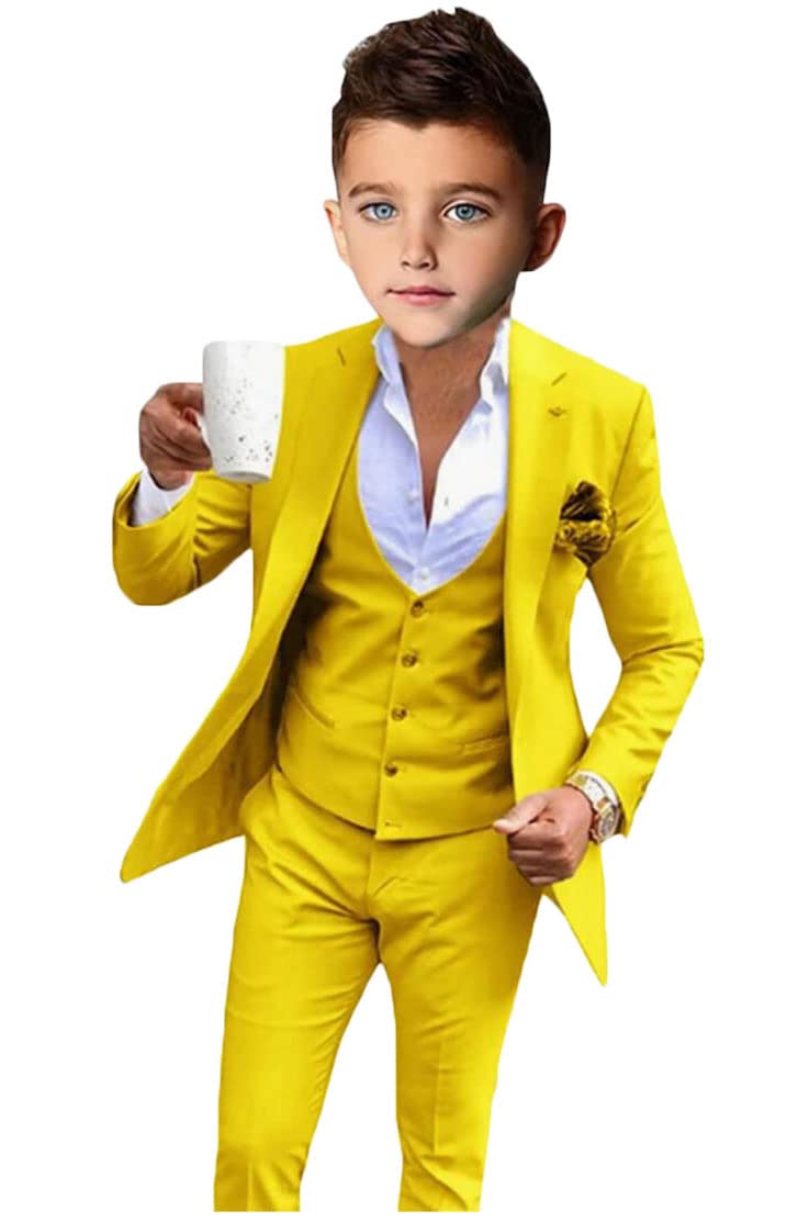 3 pz ragazzo vestito per matrimonio picco risvolto fiore ragazzo abiti slim fit ragazzi formali smoking ragazzi partito vestito