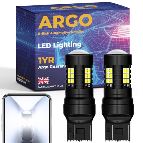 Argo W21/5w Bulb 580 Led Xenon White 21 Smd 12v DRL Daytime Running Lights W21w Bulb 7443 Brake Light Bulbs Upgrade Super Bright Light Bulb T20 Bulb Led Car Bulbs