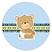 Boy Baby Teddy Bear - Baby Shower Circle Sticker Labels - 24 Count