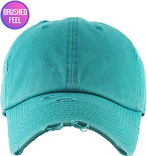 Image of KBETHOS Vintage Washed Distressed Cotton Dad Hat Baseball Cap Adjustable Polo Trucker Unisex Style Headwear
