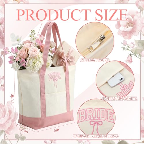 Bolso Tote para Novia grande rosa bordado miniatura 4