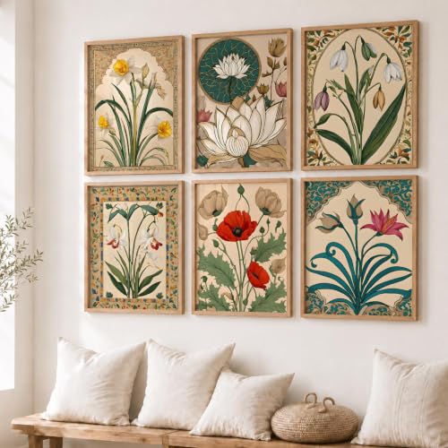Image of kotart Premium Digital Madhubani Art Paintings with Frame for Home Decor - Wall Painting for Living Room - Pack of 6 (19x25 inch)
