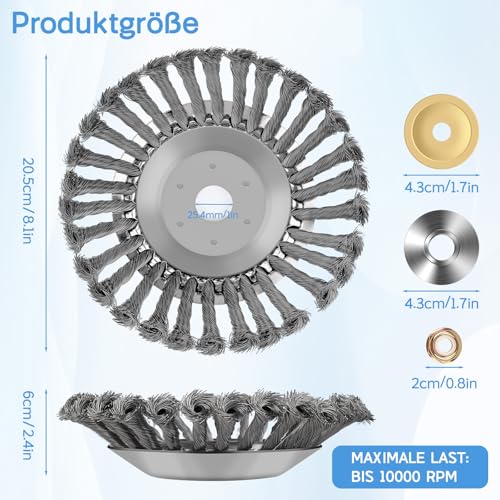 Lvelfe Professional Unkrautbürste, Unkrautbürste Freischneider mit 25.4 mm Durchmesser, Hochwertige Wildrasbürste für Benzin Rasenmäher, Unkrautbürste für Rasentrimmer – Bild 2