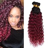 26 28 30 inch 1B99j Bundles Human Hair Burgundy Deep Wave Bundles Double Weft Burgundy Human Hair Bundles Brazilian Virgin Remy Hair Extensions Two Tone Black and Burgundy Bundles Human Hair Weave