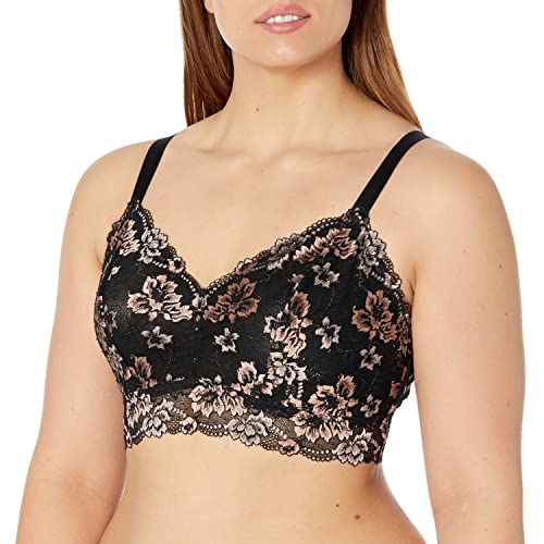 Cosabella Women's Plus Size Savona Extended Longline Bralette, Black/Mandorla, 3X