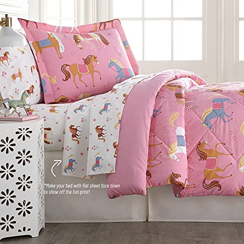 Wildkin Kids 100% Cotton Twin Sheet Set For Boys & Girls, Bedding Set Includes Top Sheet, Fitted Sheet, And One Standard Pillow Case, Ideal Bed Sheet Set For Cozy Cuddles (Horses) #TOP6