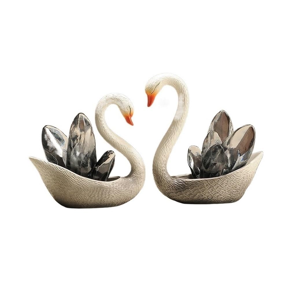 zhuyanbo007 Desk Statue, A Pair Of Swan Ornaments Modern Light Luxury Entrance Home Decoration Art Sculpture(Clear)