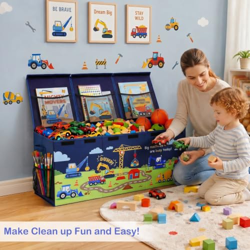 Image of Toy Box with Adjustable Divider Large Toy Chest Storage for Nursery Kidroom