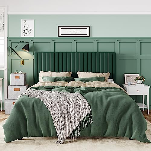 Allewie AK-LE6017 Queen Bed Frame, Velvet Upholstered Platform Bed thumb #2
