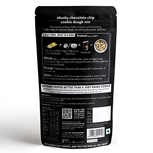 Image of Cocosutra Cookie Dough Mix - Chunky Chocolate Chip | with natural ingredients | 3 Easy Steps for Perfect Cookies - Whisk, Scoop & Bake | Instant Baking Mix | 220 g (Pack of 3)