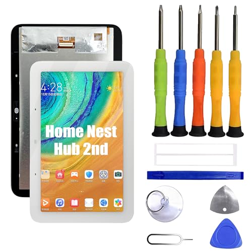 VUXYIT Kompatibel mit Google Home Nest Hub 2nd Bildschirm Touchscreen Digitalwandler LCD-Display Anzeige Ersatzteil [mit Fingerabdrücken] Inklusive Reparatursatz