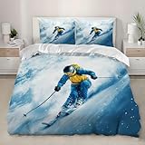 Funda Nordica Cama 105 Trineo 3D Impresión Funda de Edredón Deportes al Aire Libre Microfibra Suave Transpirable Funda Nórdica 200x200 cm con 2 Fundas de Almohada 50x75cm a.1611