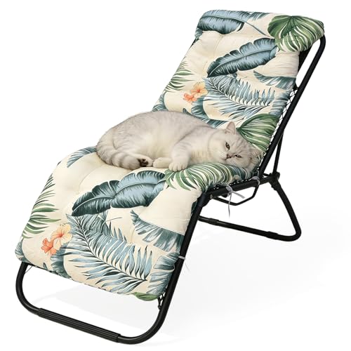 Liegenauflage Gartenliege 170x53x8cm Dicke Hochlehner Auflage Anti-Rutsch Verdickte Gartenauflage aus Premium Baumwolle Wetterfeste Liegenpolster für Garten Balkon Terrasse Camping Hawaii